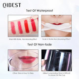 QIBEST Sexy Velvet Matte Lip Gloss Batom Líquido Lipgloss Beleza Vermelho Nude À Prova D' Água De Longa Duração