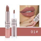 1 Batom Rosa Sexy Lip Gloss 2 Em 1 À Prova D'Água